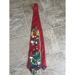 SNOOPY PEANUTS ~ MENS TIE ~ RED ~ " MERRY CHRISTMAS CHARLIE BROWN " ~ 55”